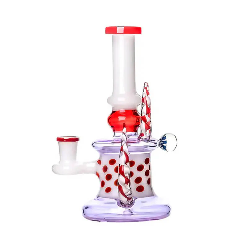 7.5 Inch Mini Horned Polka Dot Glass Dab Rig with Disc Perc - Image 3