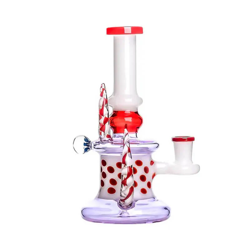7.5 Inch Mini Horned Polka Dot Glass Dab Rig with Disc Perc - Image 2