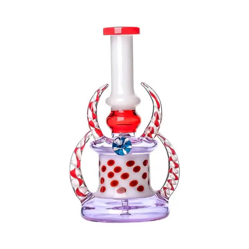7.5 Inch Mini Horned Polka Dot Glass Dab Rig with Disc Perc - Image 4