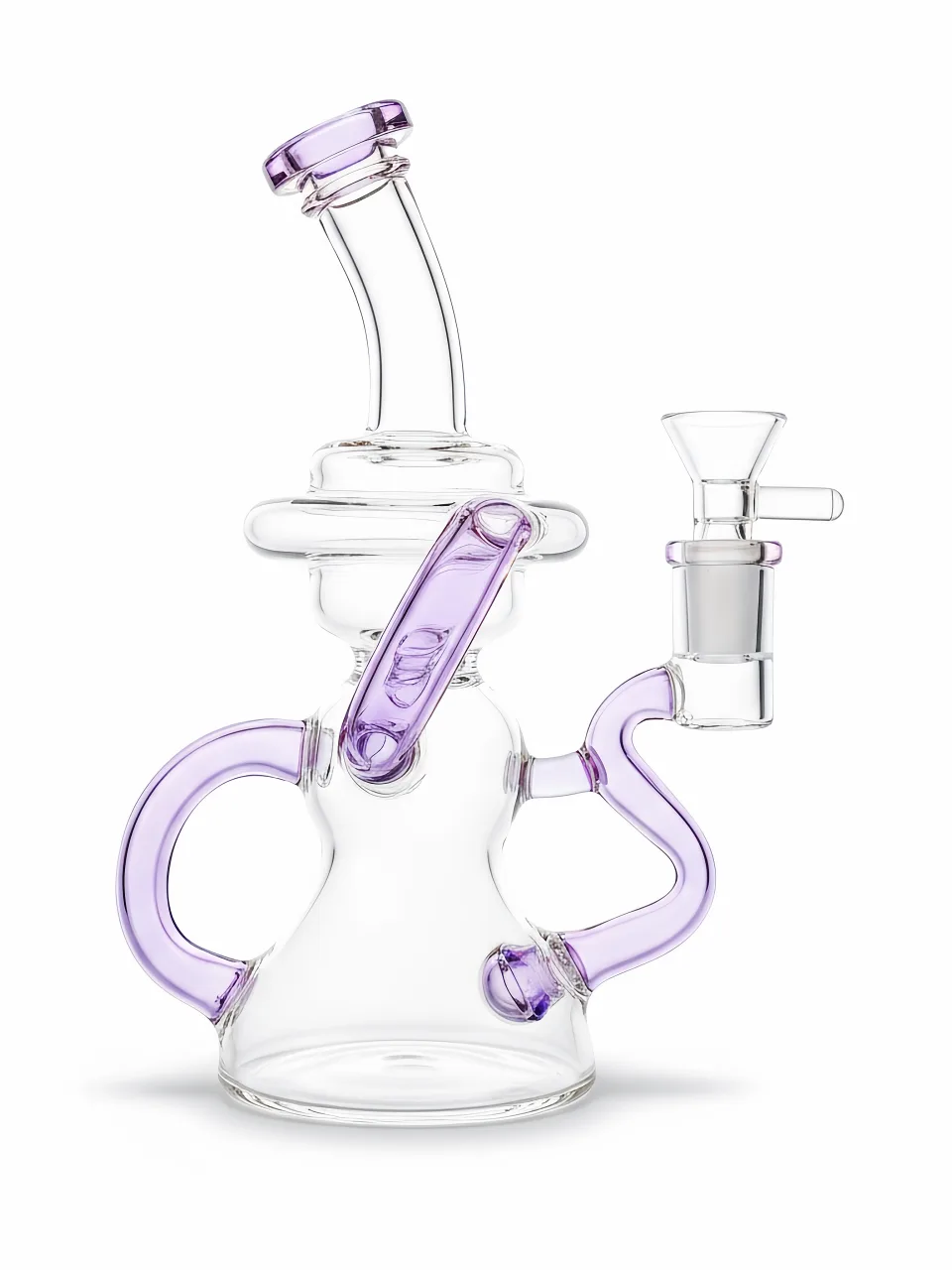 7 Inch Lavender Dual Uptake Recycler Glass Bong - Image 2
