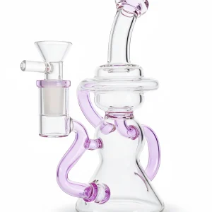 7 Inch Lavender Dual Uptake Recycler Glass Bong