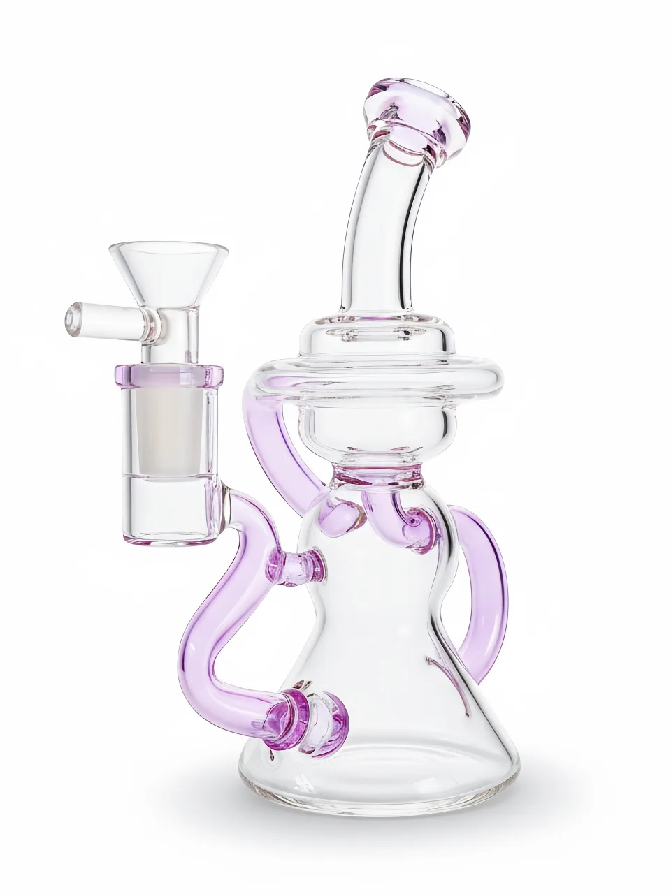 7 Inch Lavender Dual Uptake Recycler Glass Bong
