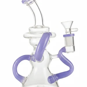 7 Inch Milky Purple Recycler Glass Bong