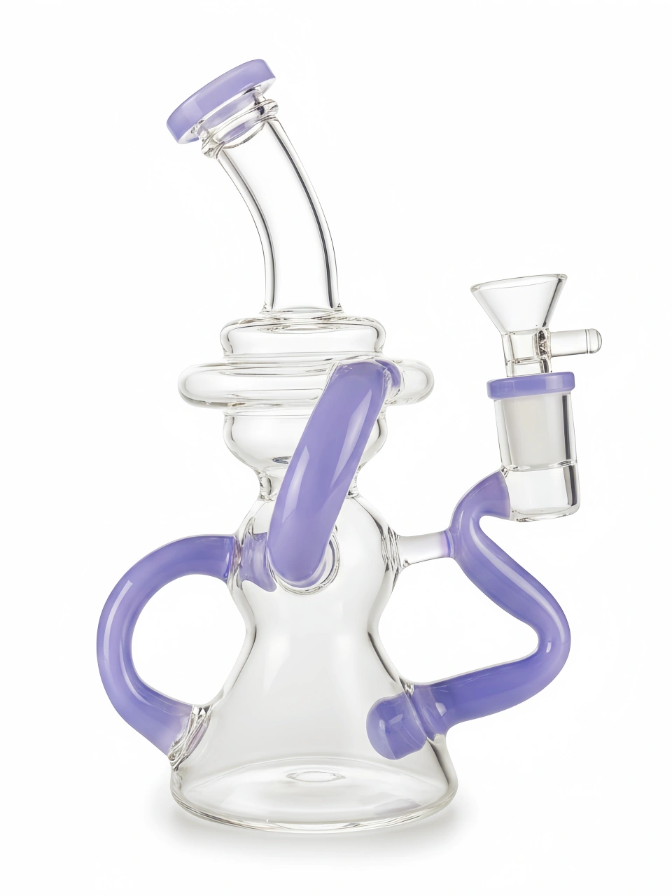 7 Inch Milky Purple Recycler Glass Bong
