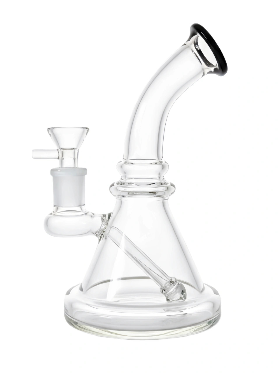 7 Inch Minimalist Black Accent Beaker Glass Bong
