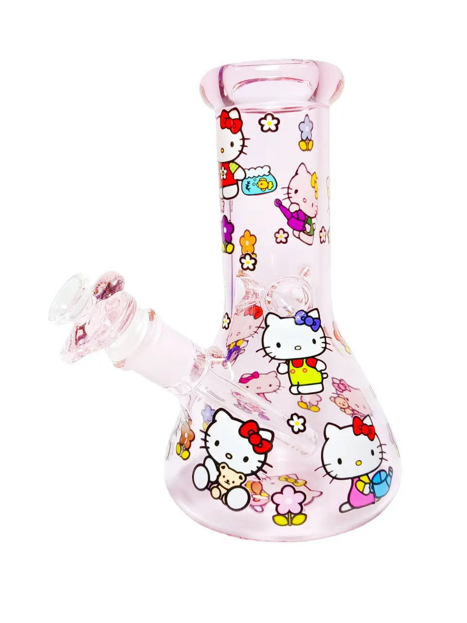 8-Inch 5mm Light Pink Hello Kitty Beaker Bong - Image 5