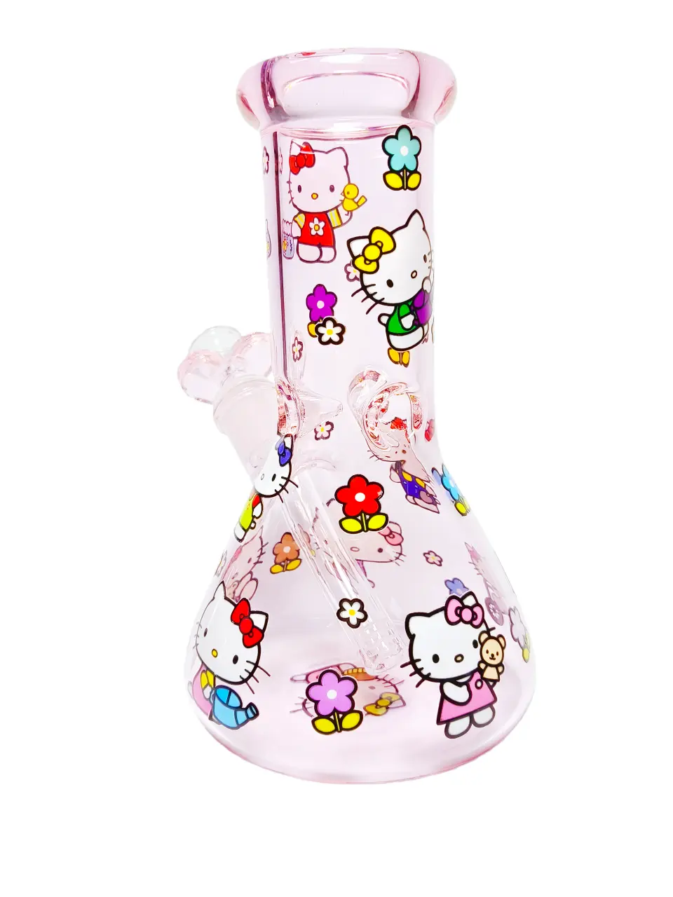8-Inch 5mm Light Pink Hello Kitty Beaker Bong - Image 4