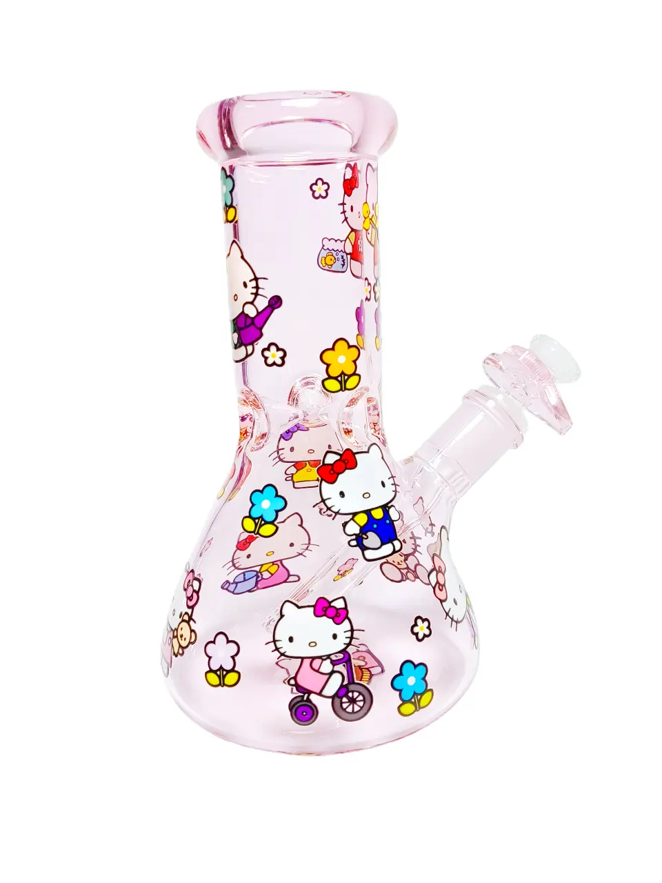 8-Inch 5mm Light Pink Hello Kitty Beaker Bong - Image 3