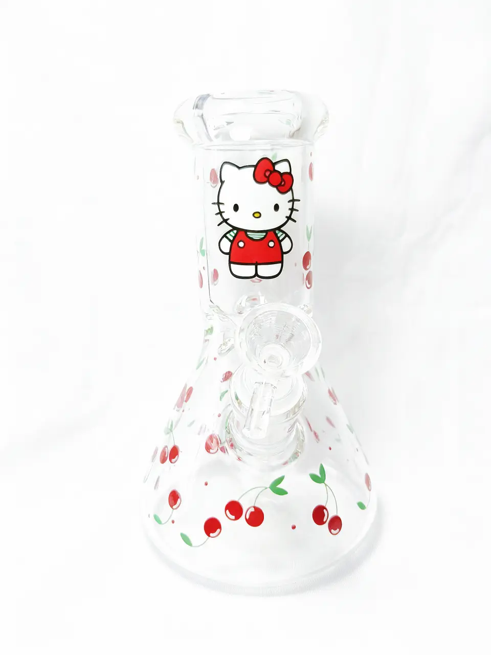8-Inch 5mm Hello Kitty Cherry Beaker Glass Bong