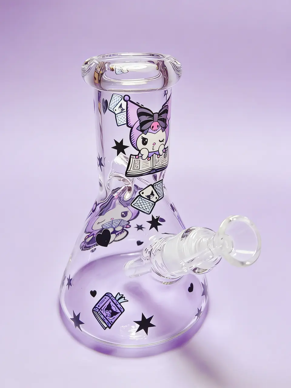 8 Inch 5mm Kuromi Purple Poker Beaker Glass Bong - Image 2