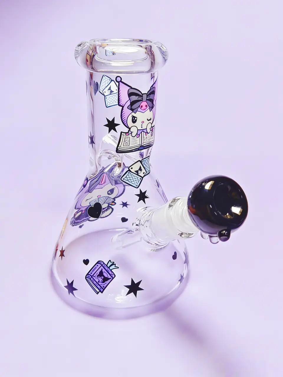 8 Inch 5mm Kuromi Purple Poker Beaker Glass Bong - Image 6