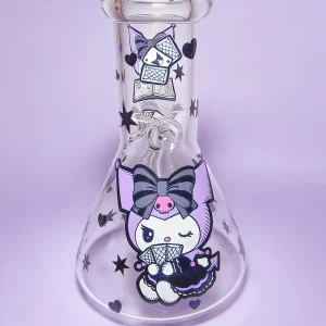 8 Inch 5mm Kuromi Purple Poker Beaker Glass Bong