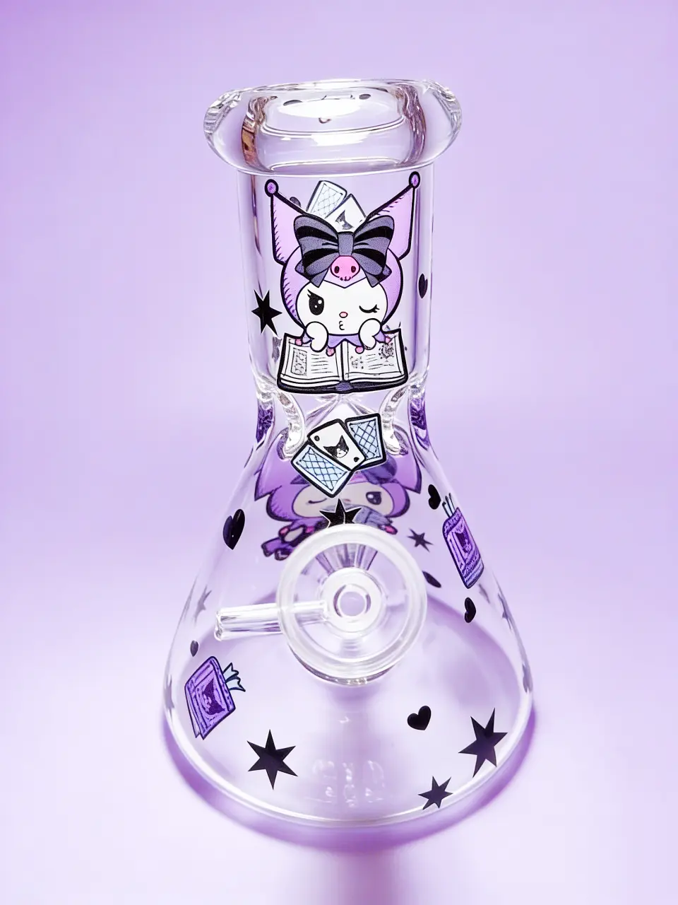8 Inch 5mm Kuromi Purple Poker Beaker Glass Bong - Image 5