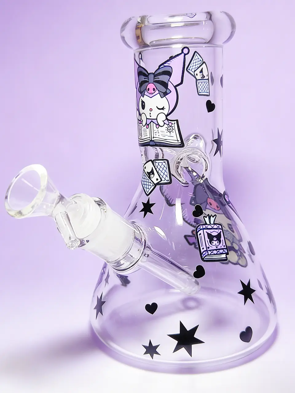 8 Inch 5mm Kuromi Purple Poker Beaker Glass Bong - Image 4