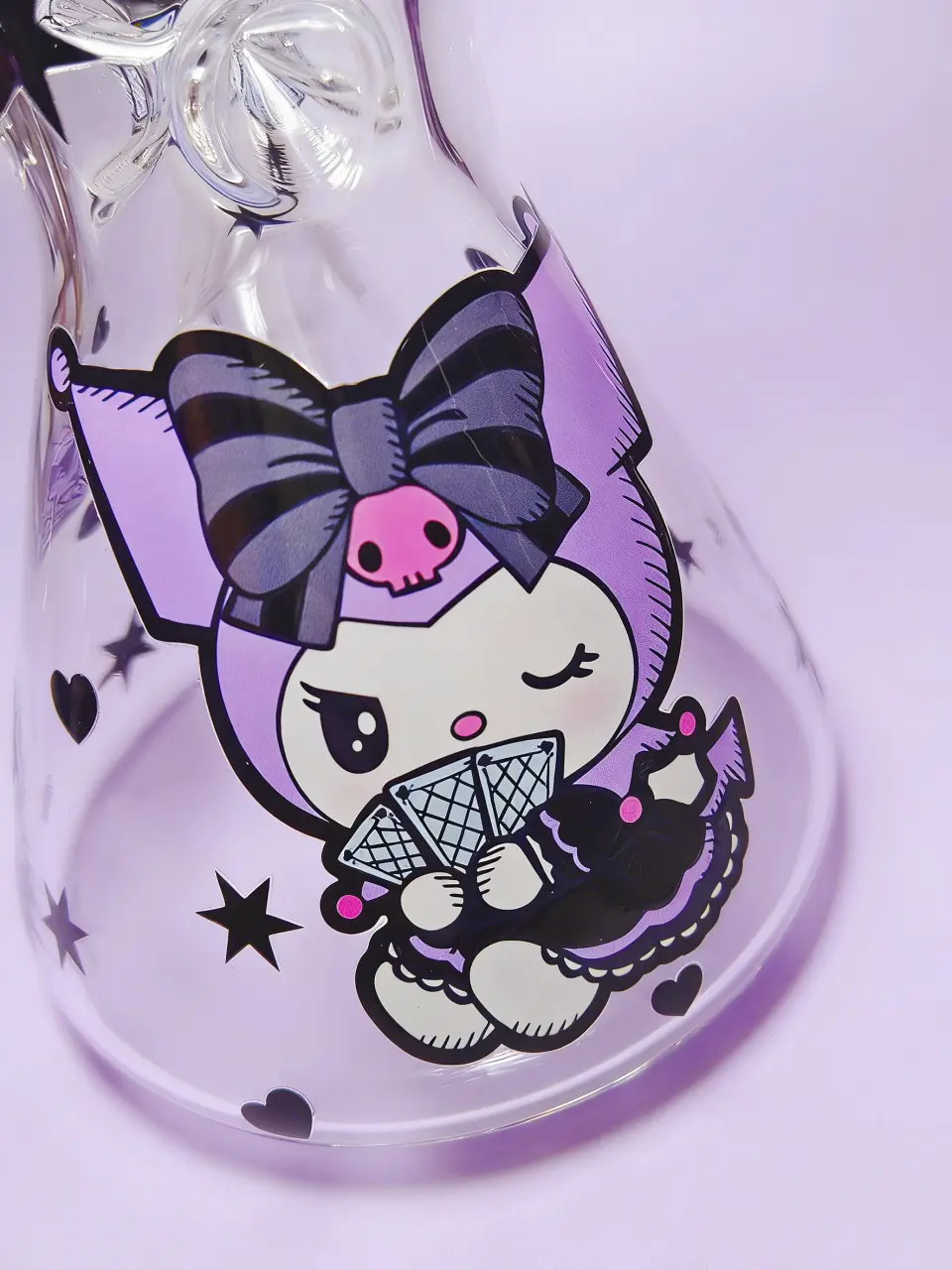 8 Inch 5mm Kuromi Purple Poker Beaker Glass Bong - Image 3