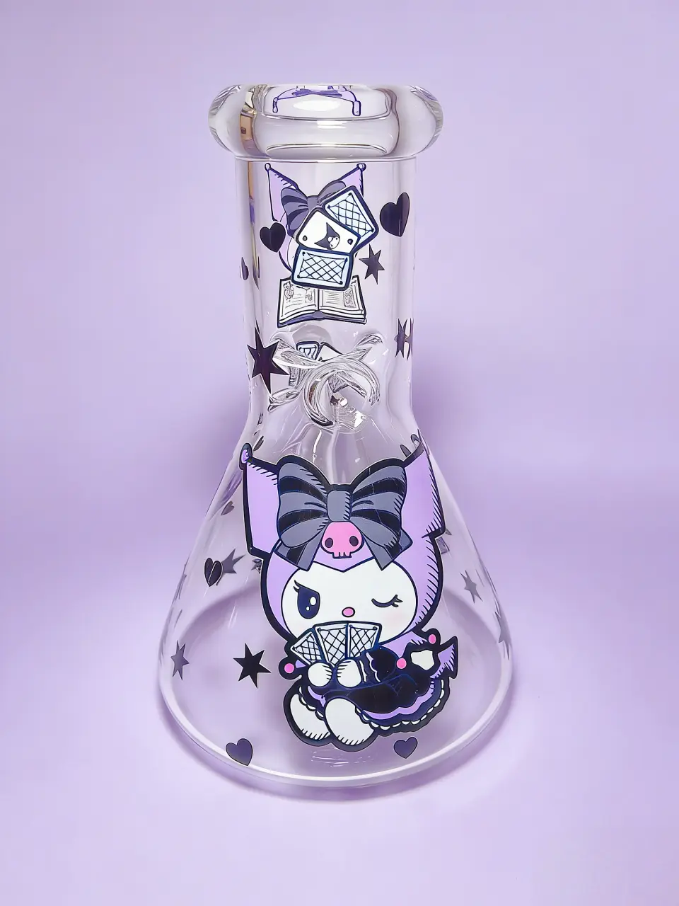 8 Inch 5mm Kuromi Purple Poker Beaker Glass Bong