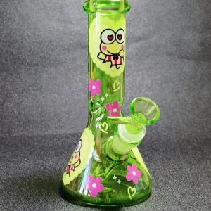 8-Inch Keroppi Heart Green Beaker Glass Bong