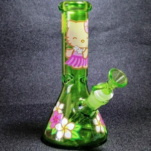 8-Inch Hello Kitty Hawaiian Green Beaker Glass Bong
