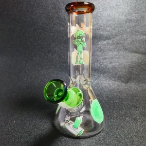 8 Inch Meeseeks & Pickle Rick Glow Beaker Bong