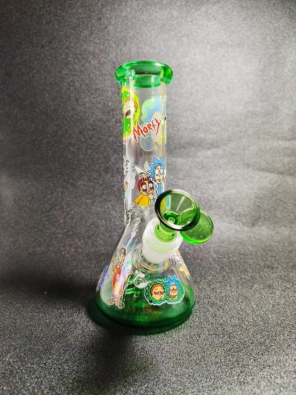 8 Inch Rick and Morty Glow Beaker Borosilicate Glass Bong