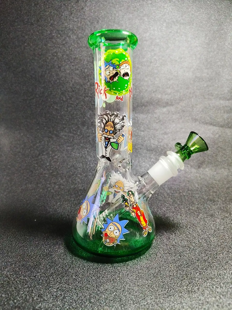 8 Inch Rick and Morty Glow Beaker Borosilicate Glass Bong - Image 3