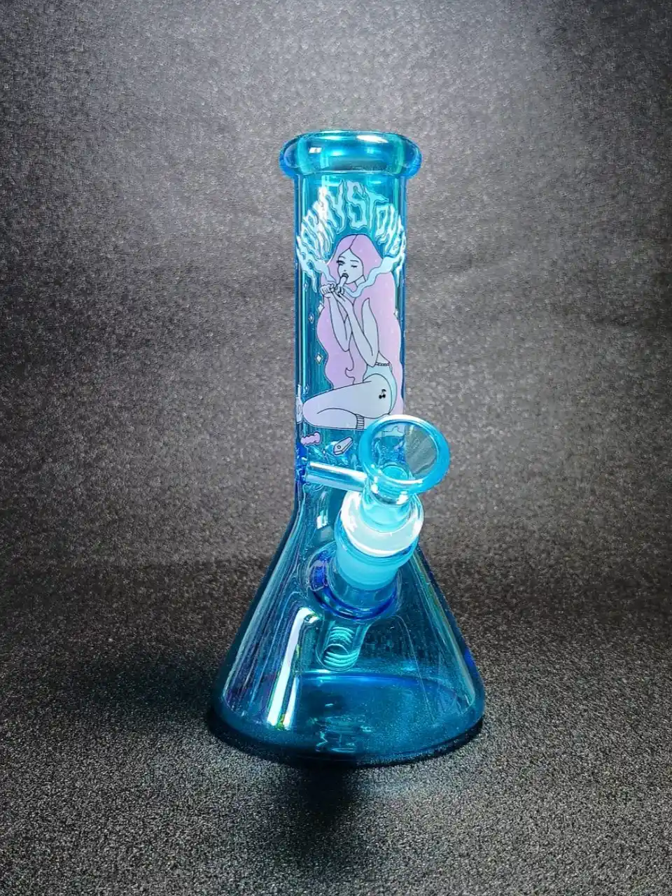 8-Inch Vapor Girl Blue Beaker Glass Bong