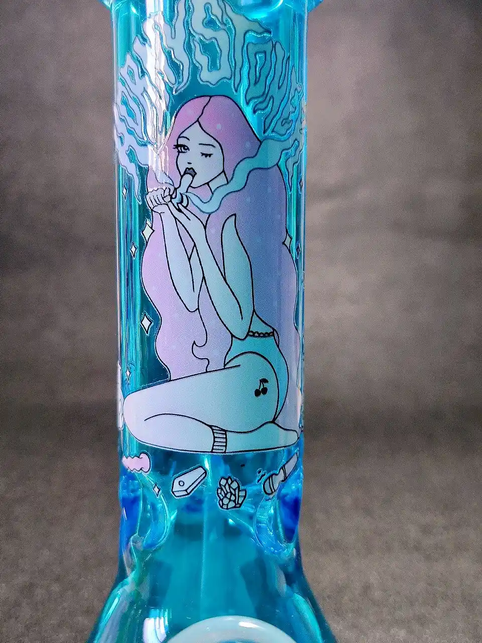 8-Inch Vapor Girl Blue Beaker Glass Bong - Image 2