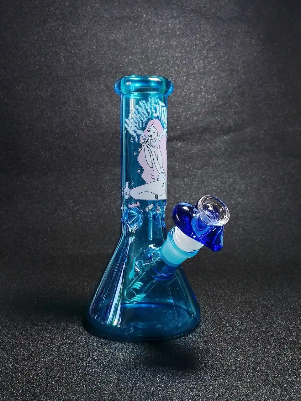 8-Inch Vapor Girl Blue Beaker Glass Bong - Image 3