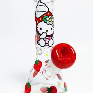 8 Inch Hello Kitty Strawberry Beaker Glass Bong
