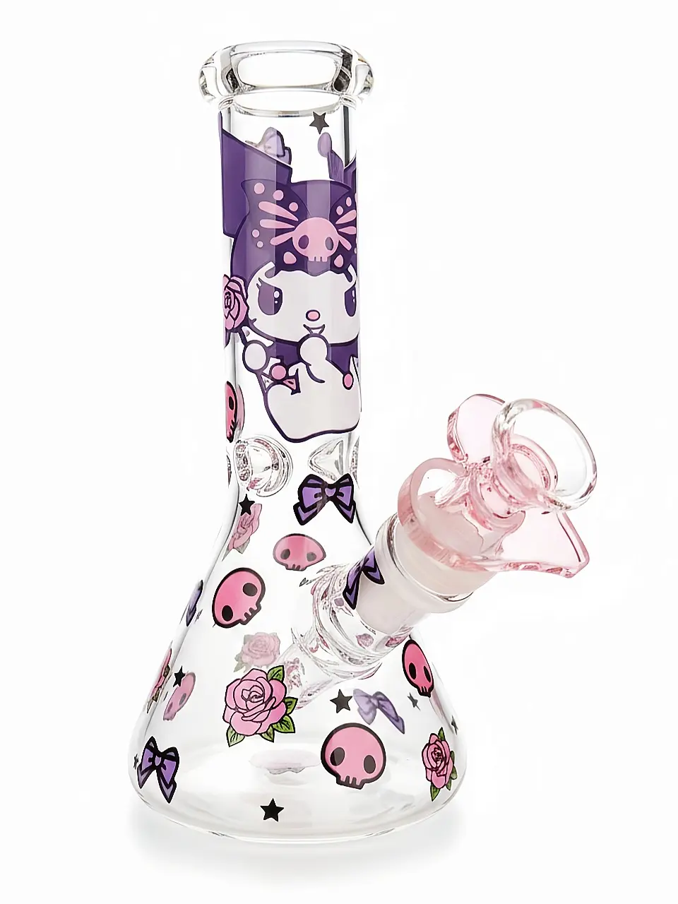 8 Inch Kuromi Sweetheart Rose Beaker Glass Bong