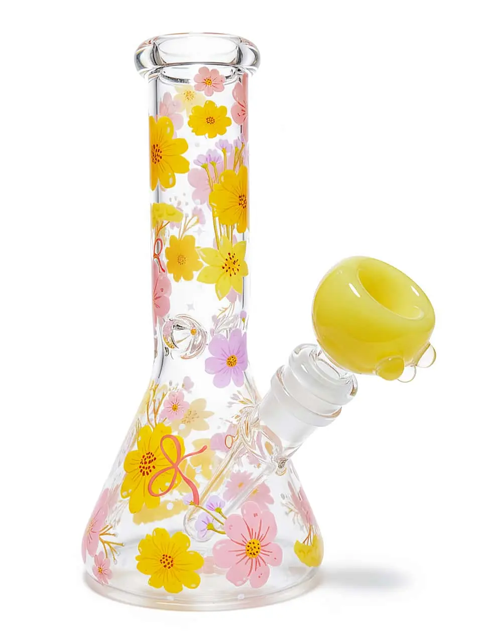 8 Inch Floral Art Beaker Glass Bong