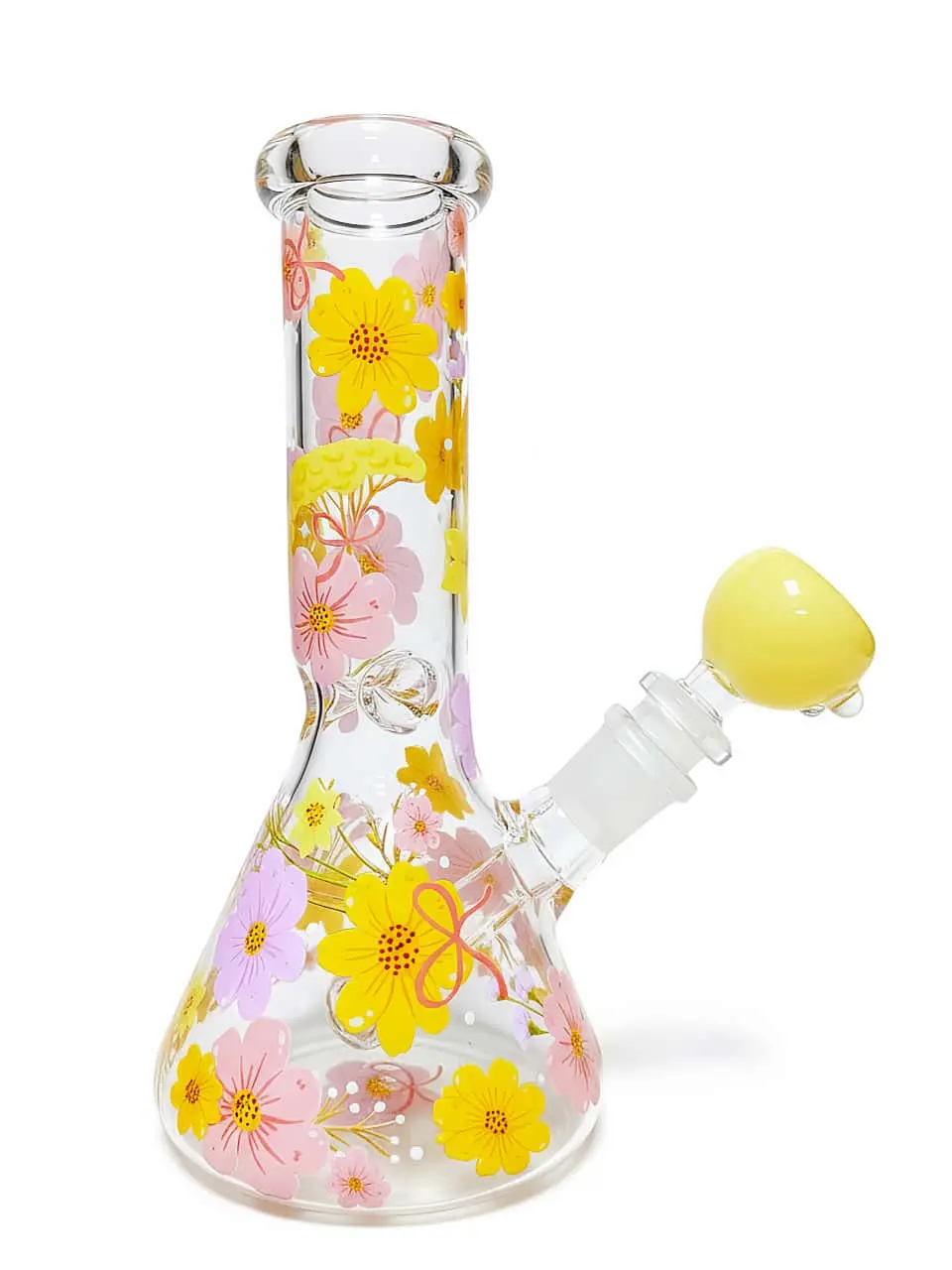 8 Inch Floral Art Beaker Glass Bong - Image 3