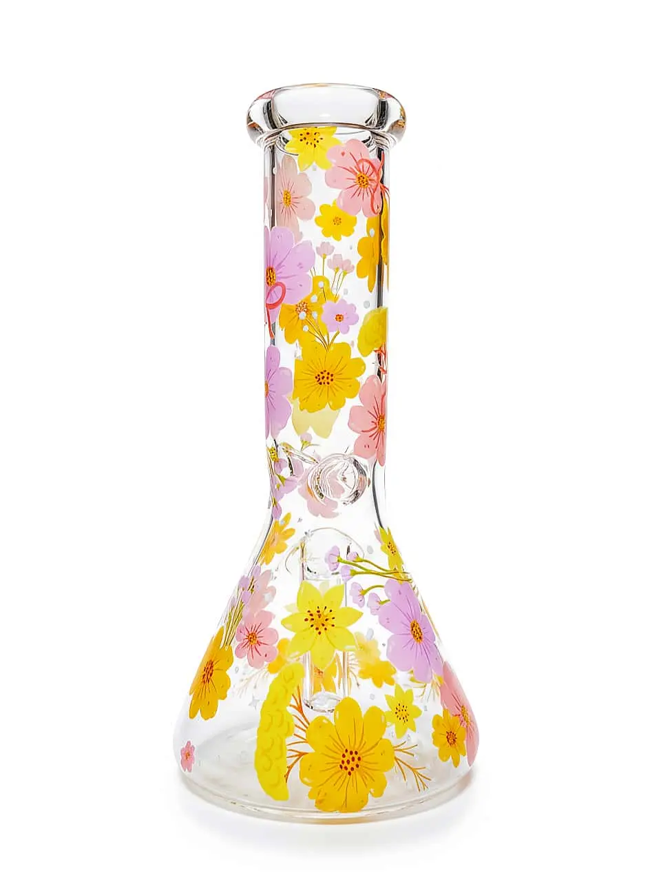 8 Inch Floral Art Beaker Glass Bong - Image 2