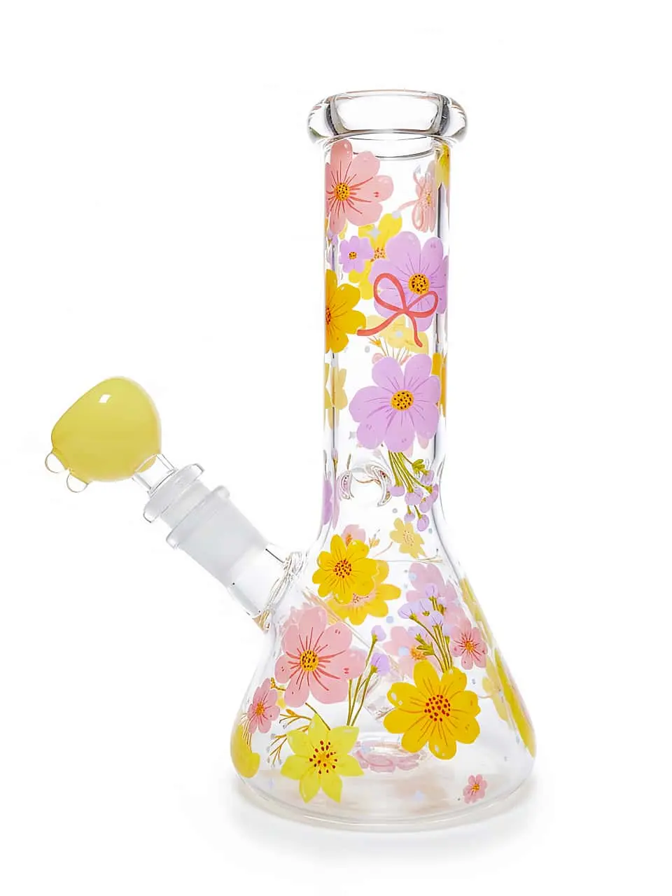 8 Inch Floral Art Beaker Glass Bong - Image 4