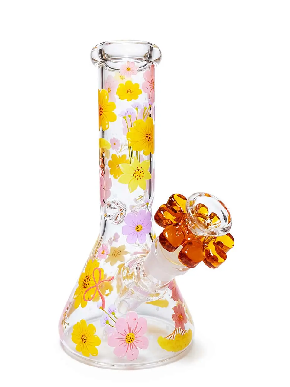 8 Inch Floral Art Beaker Glass Bong - Image 5