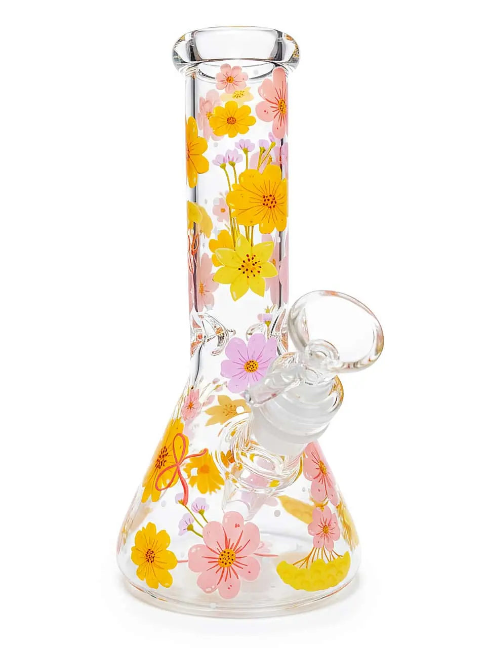8 Inch Floral Art Beaker Glass Bong - Image 6