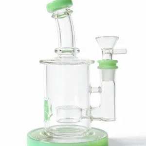 7 Inch Green Accent Borosilicate Glass Bong with Drum Perc