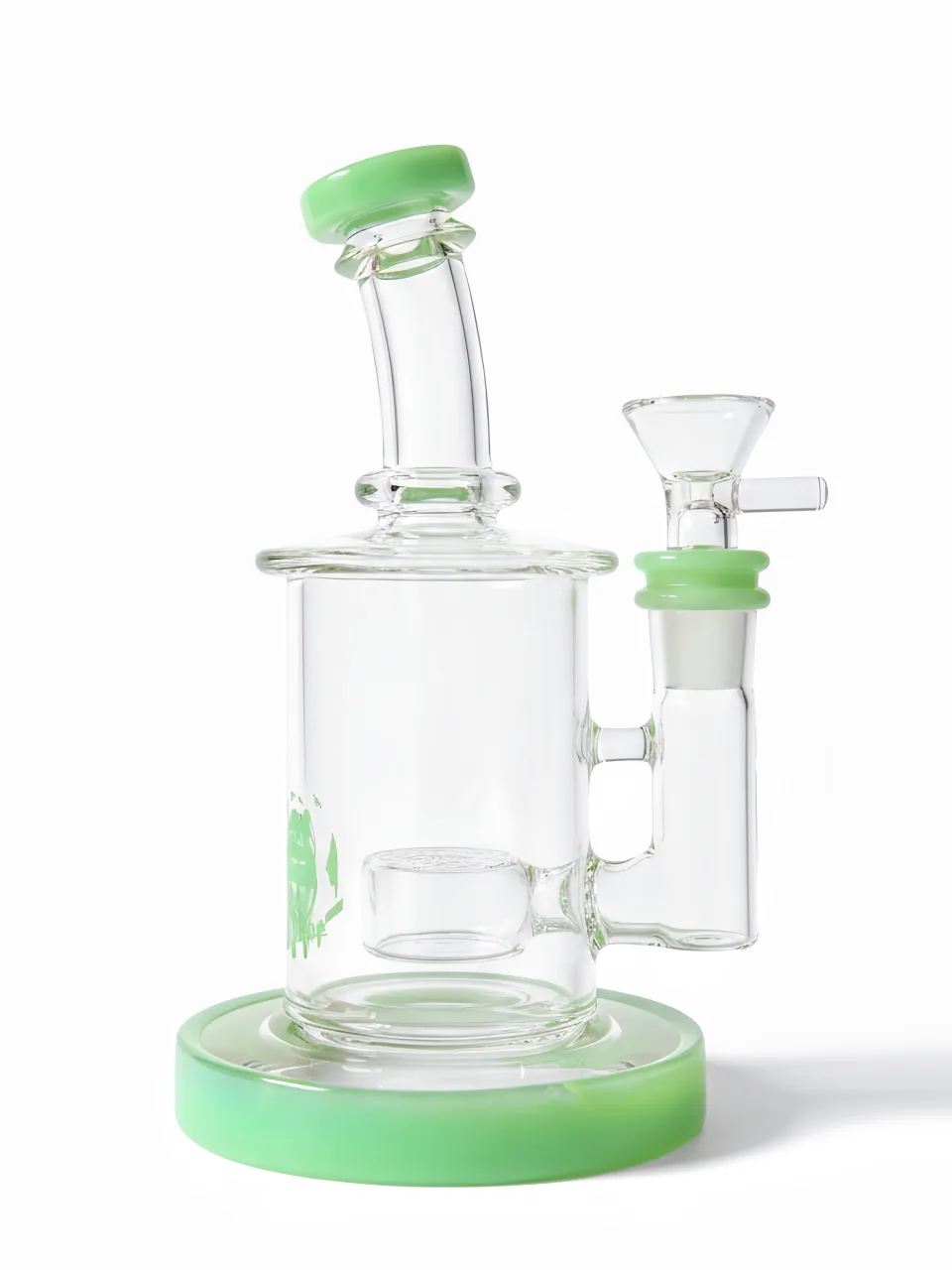 7 Inch Green Accent Borosilicate Glass Bong with Drum Perc