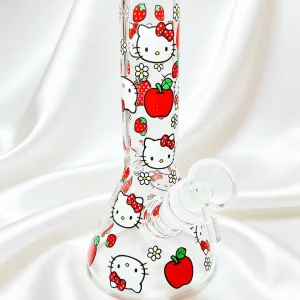 8-Inch Hello Kitty Apple & Strawberry Beaker Glass Bong