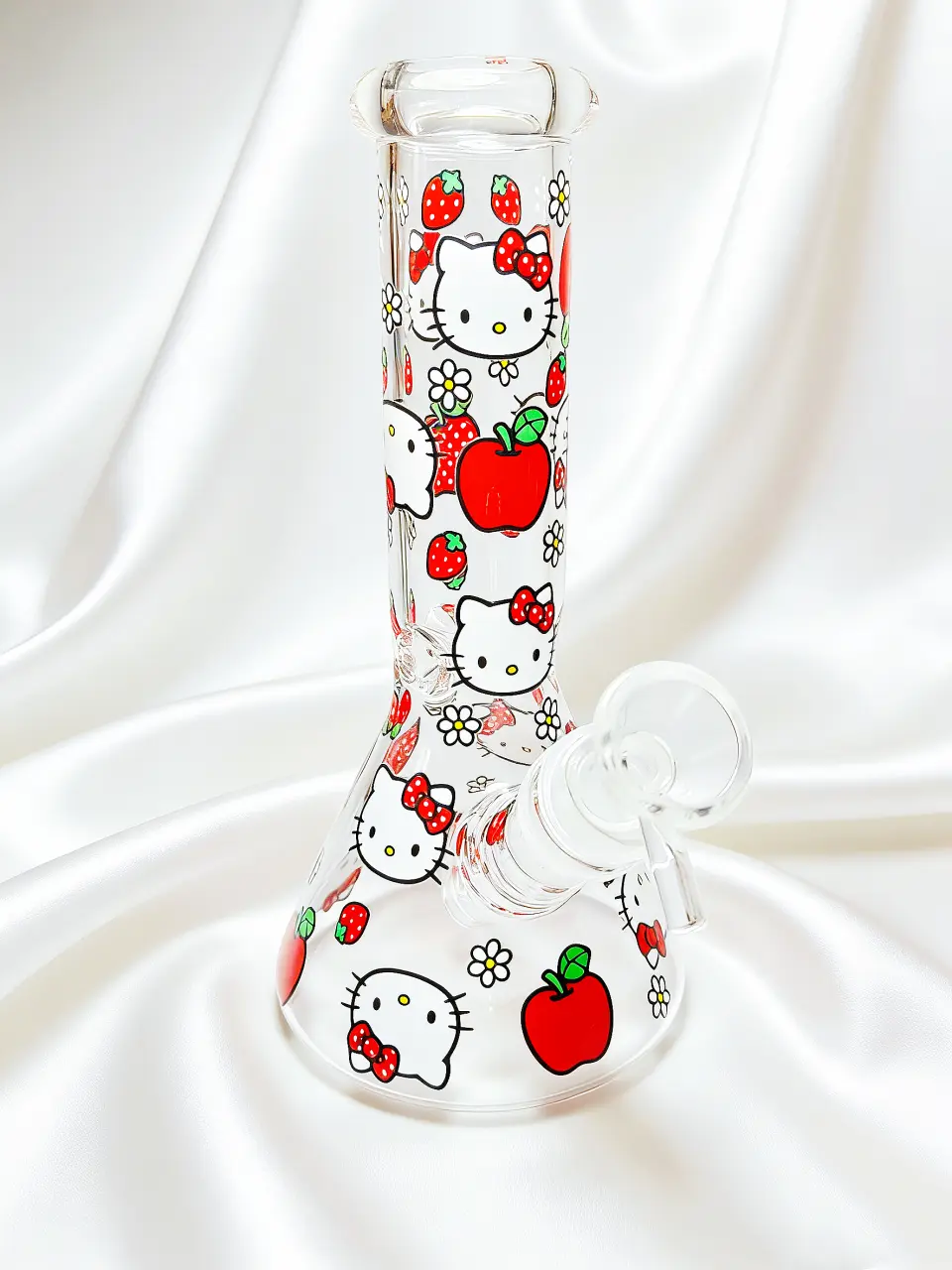 8-Inch Hello Kitty Apple & Strawberry Beaker Glass Bong