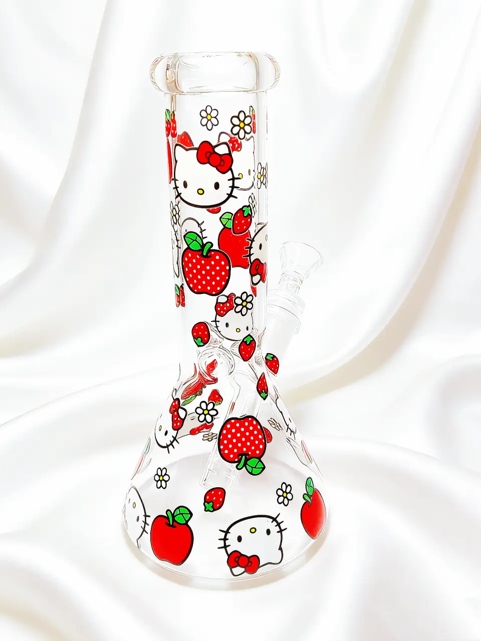8-Inch Hello Kitty Apple & Strawberry Beaker Glass Bong - Image 3