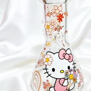 8 Inch 5mm Hello Kitty Bouquet & Rainbow Beaker Glass Bong