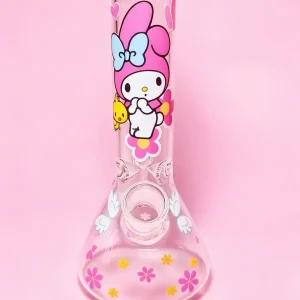 8 Inch My Melody Floral Butterfly Beaker Glass Bong