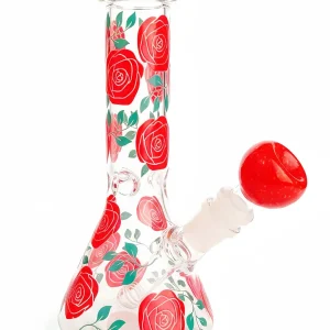 8 Inch Rose Vintage Garden Beaker Glass Bong