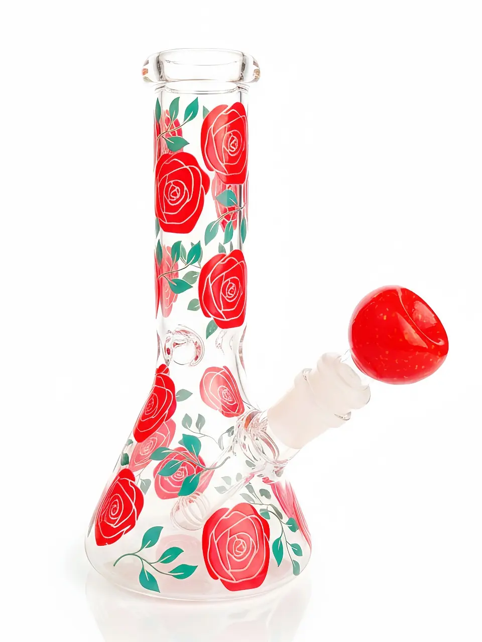 8 Inch Rose Vintage Garden Beaker Glass Bong