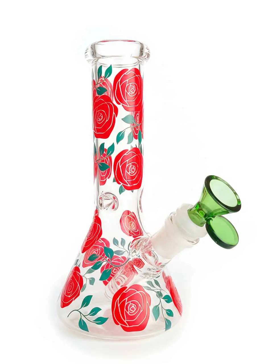 8 Inch Rose Vintage Garden Beaker Glass Bong - Image 3