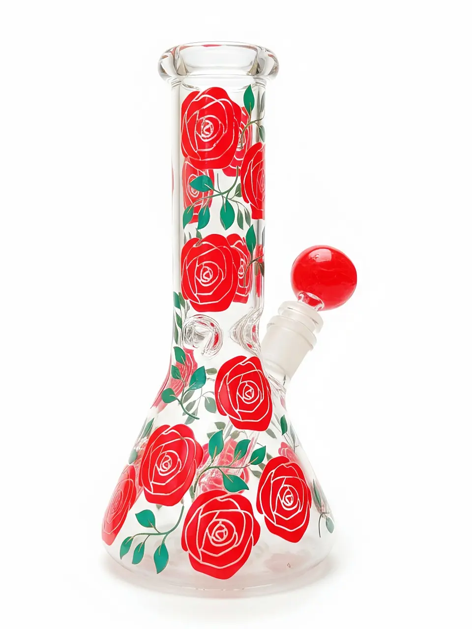 8 Inch Rose Vintage Garden Beaker Glass Bong - Image 2