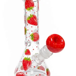 8 Inch Strawberry Polka Dot Mini Beaker Bong