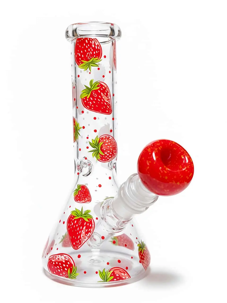 8 Inch Strawberry Polka Dot Mini Beaker Bong