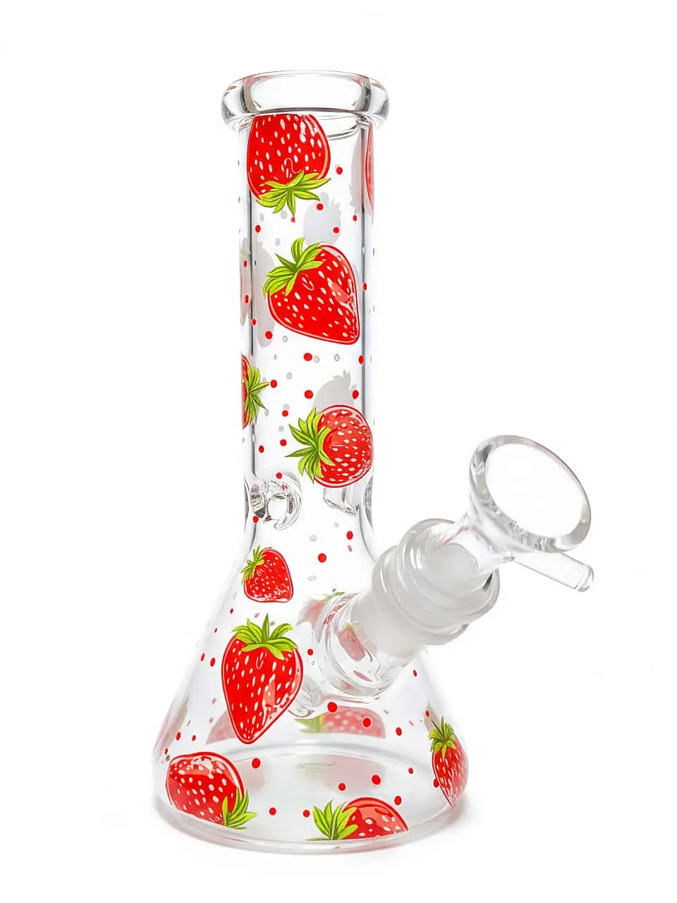 8 Inch Strawberry Polka Dot Mini Beaker Bong - Image 3
